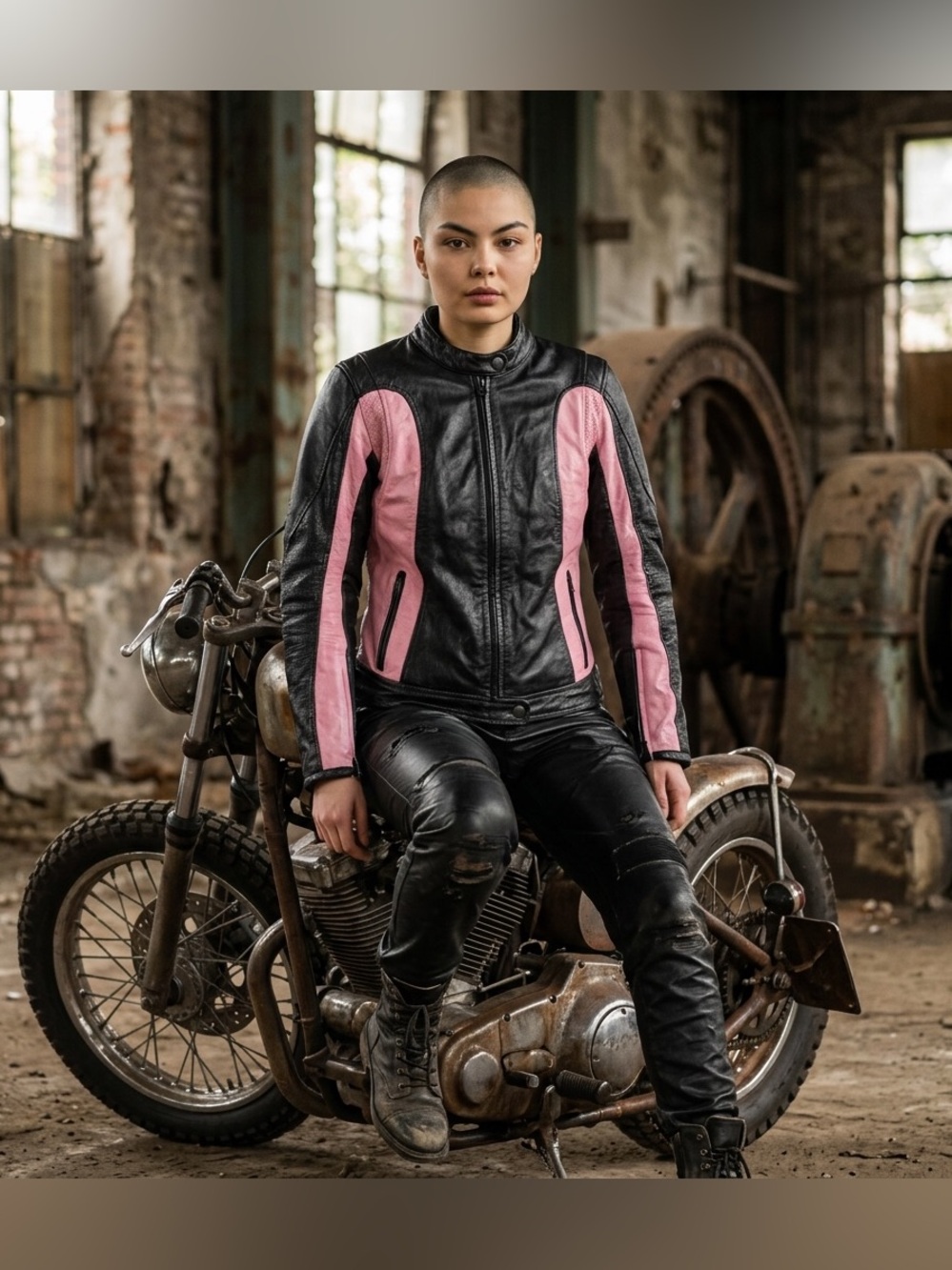 BILT For Women Pink & Black Leather Motorcycle Biker Jacket Size 8
